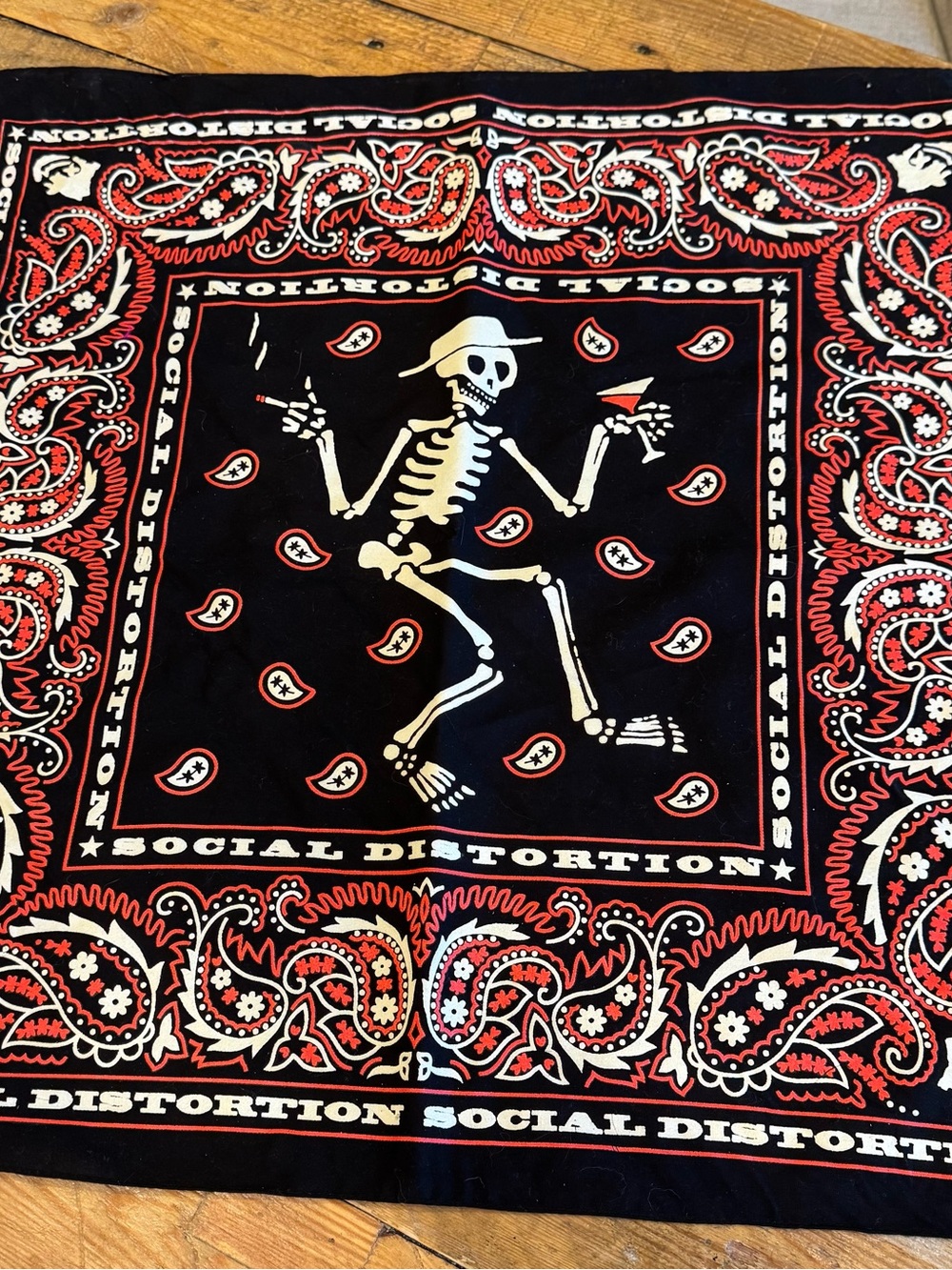 Social Distortion Black and Red Skeleton Tour Hankerchief